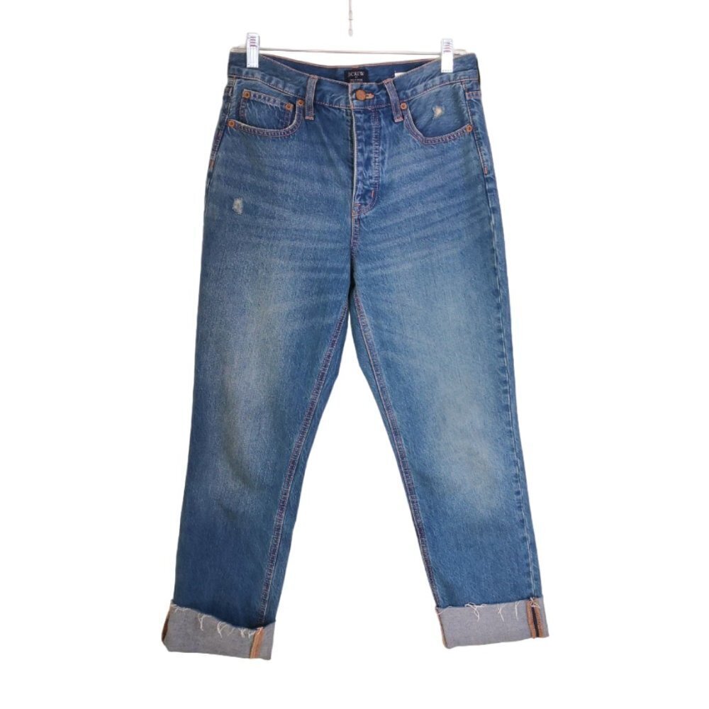 J. Crew High Rise‎ Cropped Straight Jean Pants Premium Edition Medium Wash Sz 27